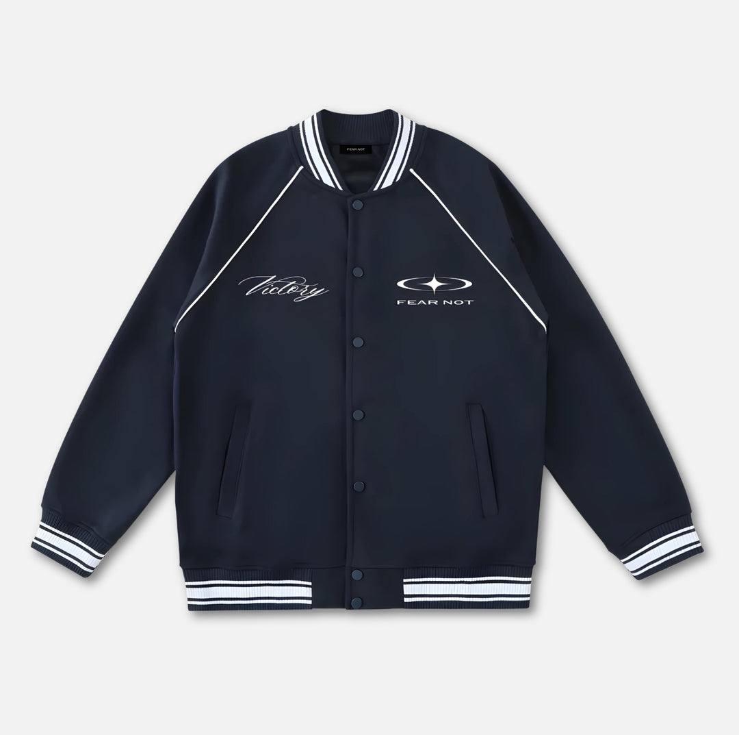 316 Contrast Trim Varsity Jacket Navy Blue 2XS 